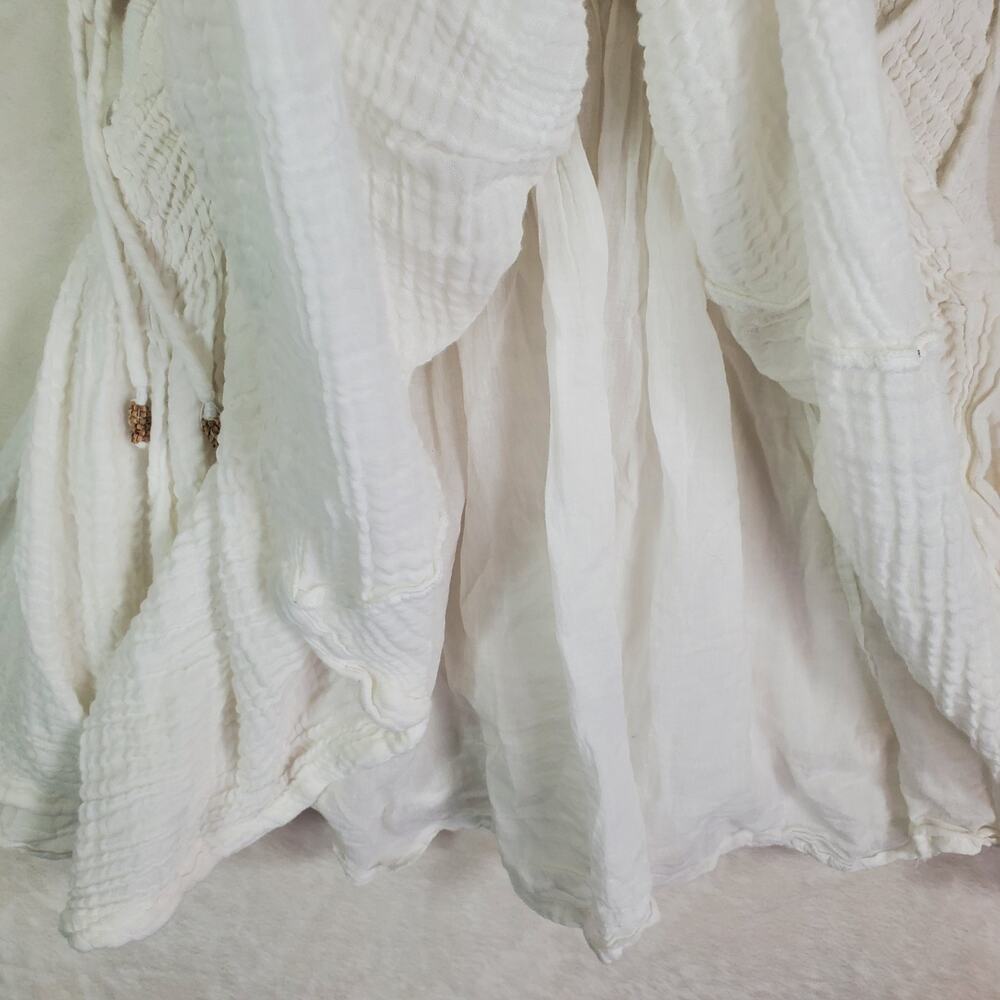 Free People Palmira Mini Dress Womens Ivory V Neck Short Cutout Tassel Lined Med - Picture 6 of 14
